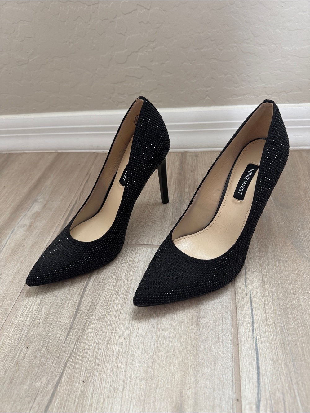 Nine West Black Sparkly Embellished Stiletto Pumps